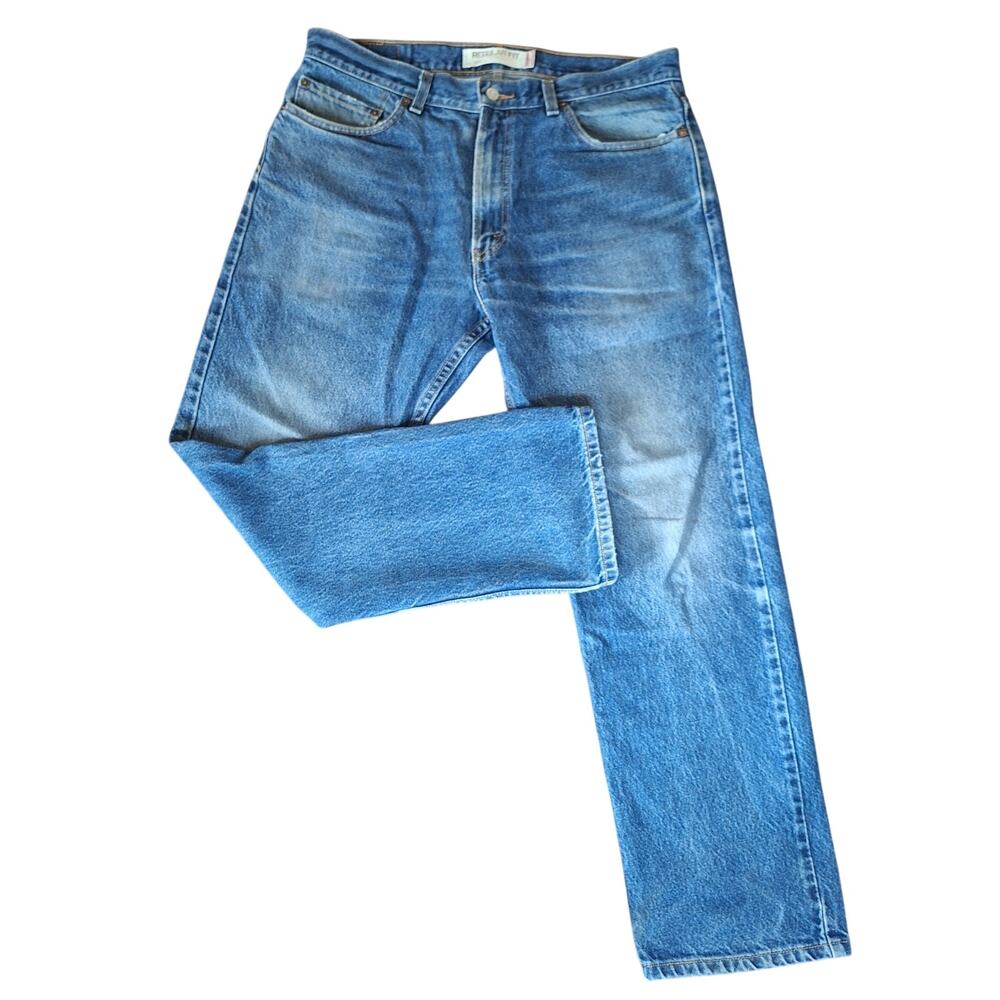 ​Levi's 505 Regular Fit Jeans Men 36x30 Stonewash Blue Denim Straight Leg Zip